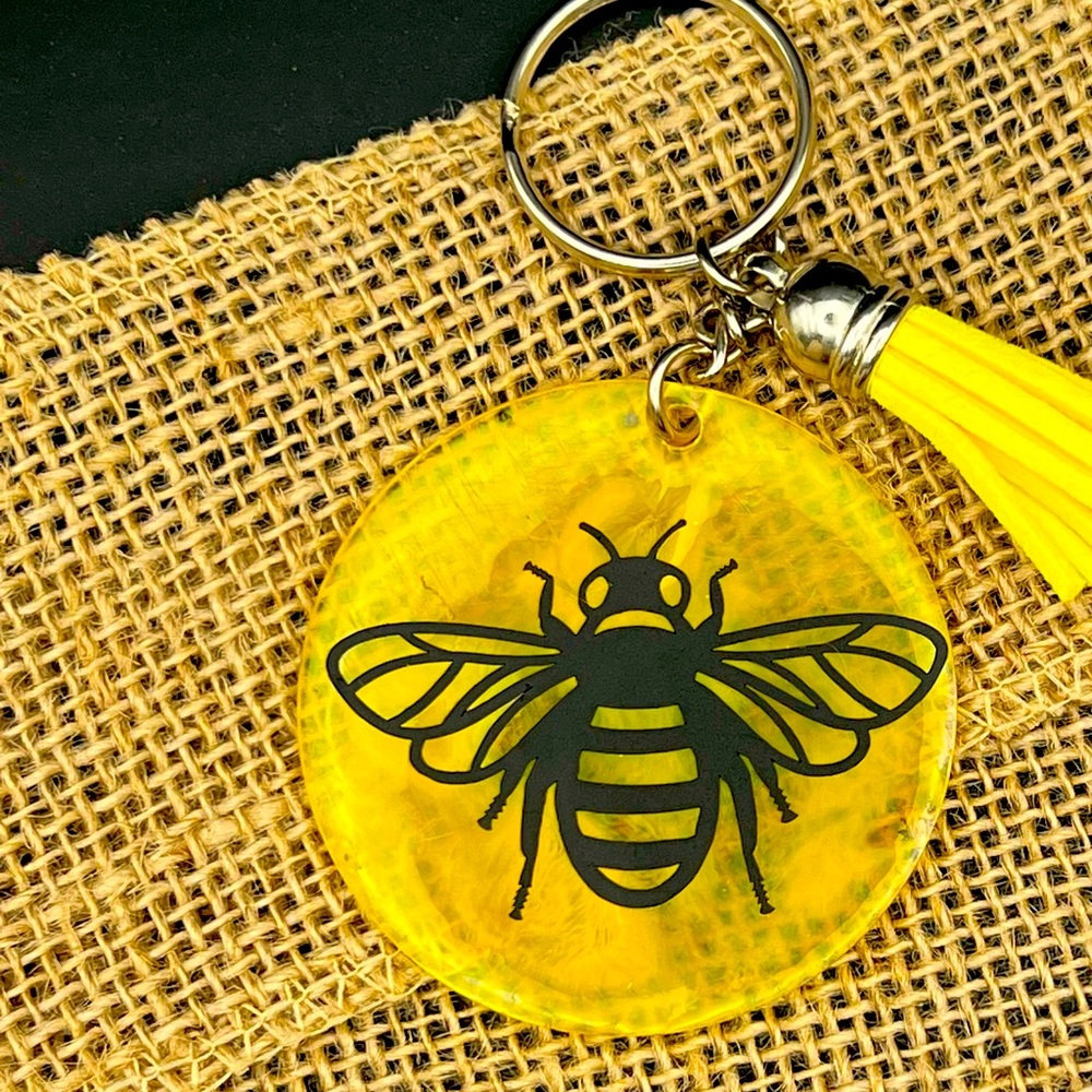 Marble Bee, save the bees keychain
